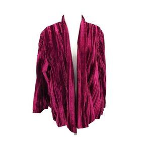 Vtg My Boyfriends Back Burgundy Velvet Open Jacket Womens OS Santa Monica